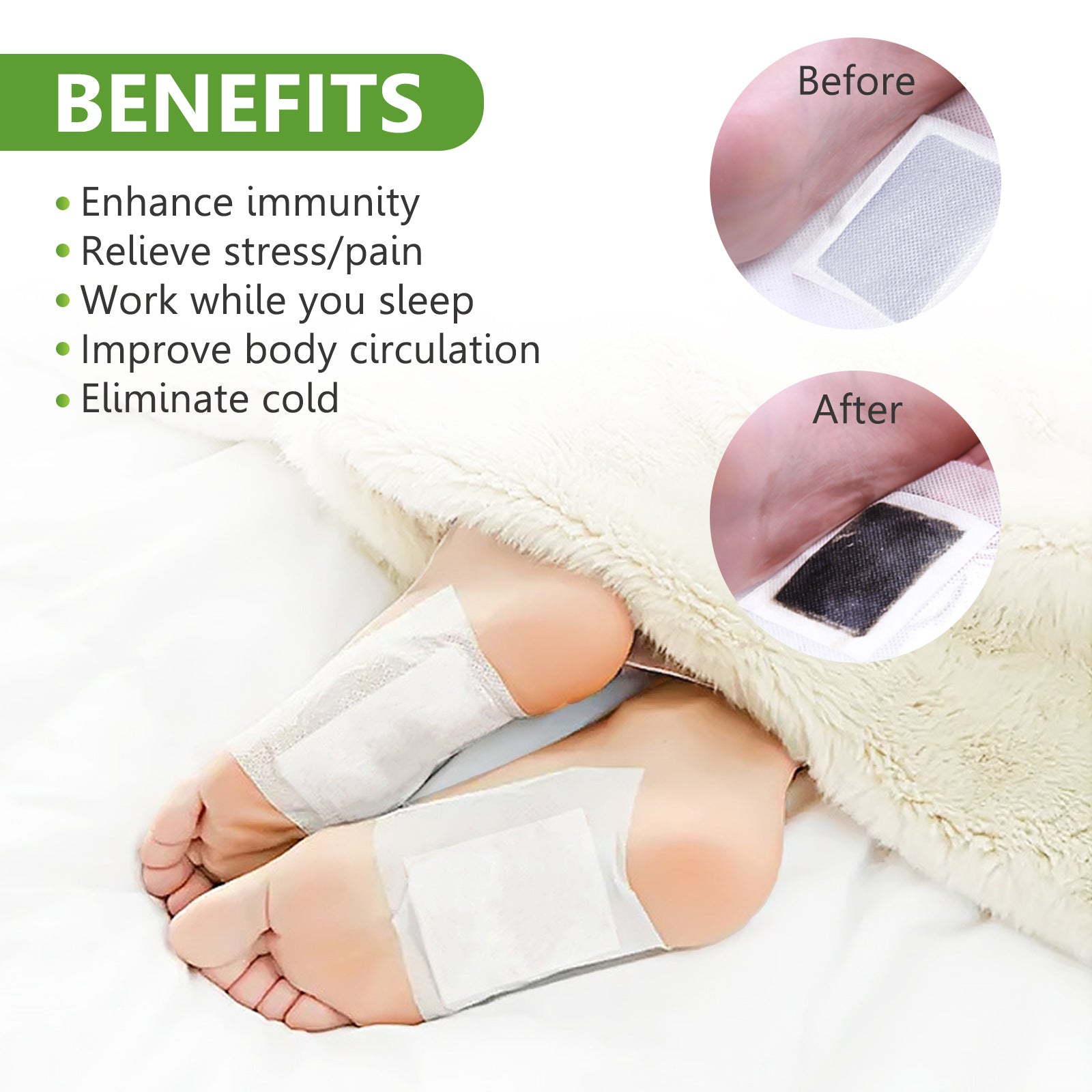 SUFUDUN Foot Massage Care Mugwort Bamboo Charcoal Foot Patches