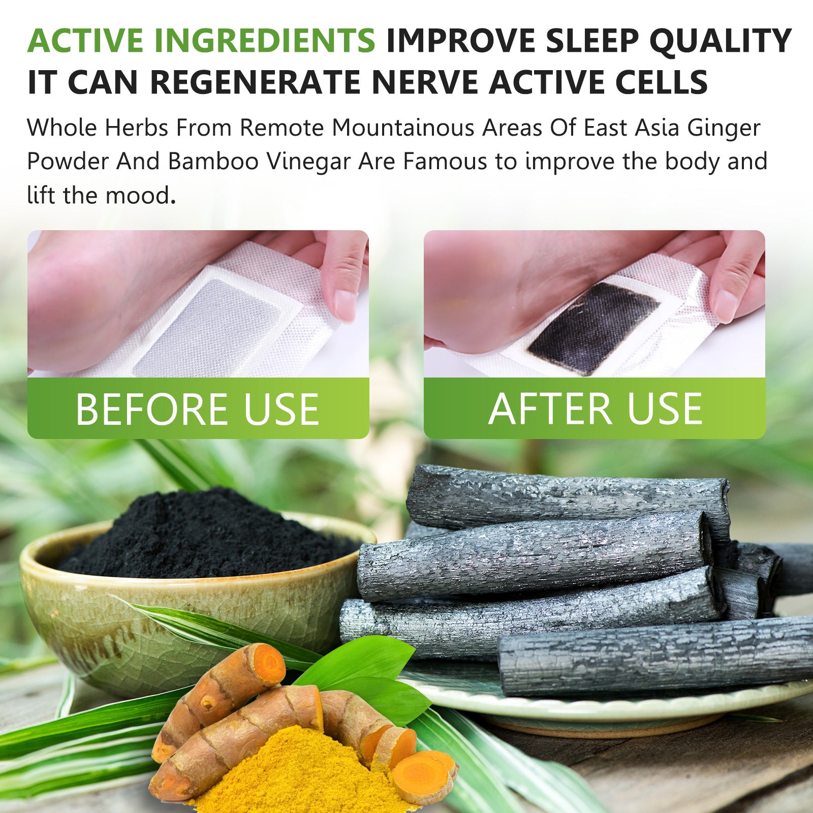 SUFUDUN Foot Massage Care Mugwort Bamboo Charcoal Foot Patches